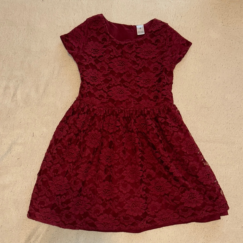 Carter’s, maroon lace formal holiday Christmas dress size 6